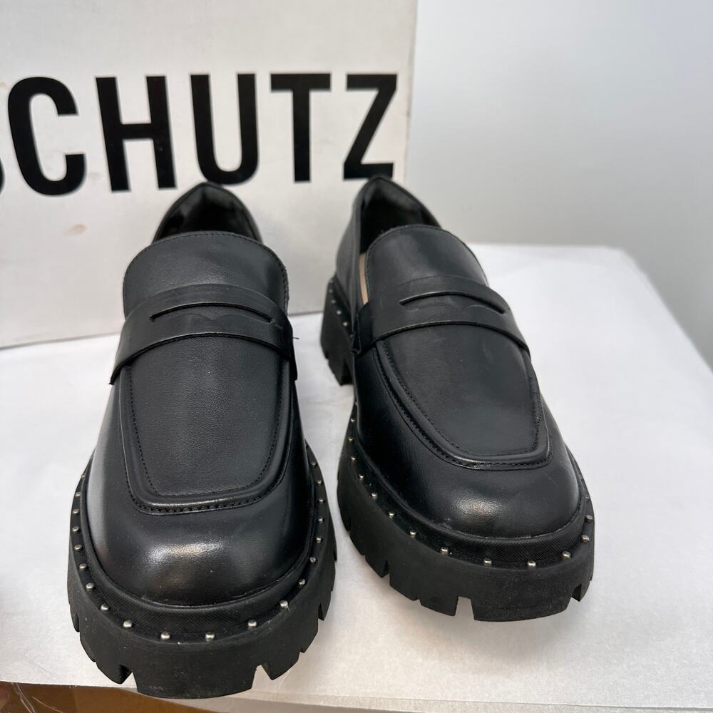 SCHUTZ Evereve New in Box Christie Studs Loafer in Black Leather // 10 - Picture 8 of 12